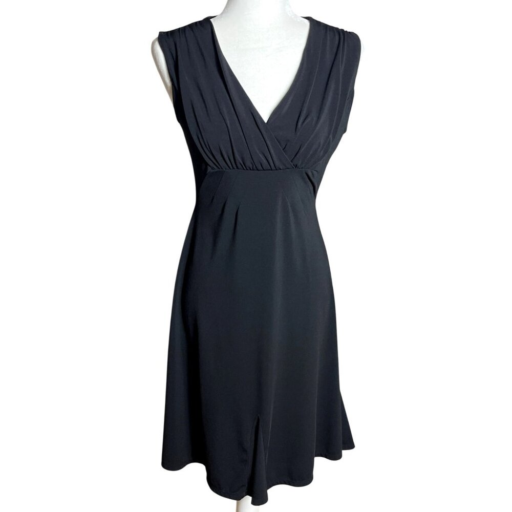 Vtg Old Navy Dress Black Fit Flare Midi Y2k 2000s Travel Coquette Retro Womens S